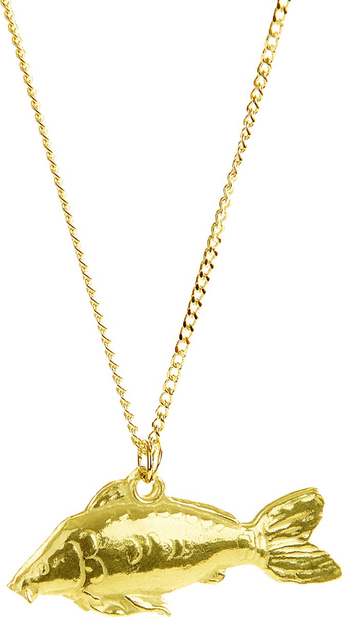 Carpa Realista Hanger Spiegelkarper Goud + Ketting 45 cm (Dames) 3D Karper Karperketting Valentijn