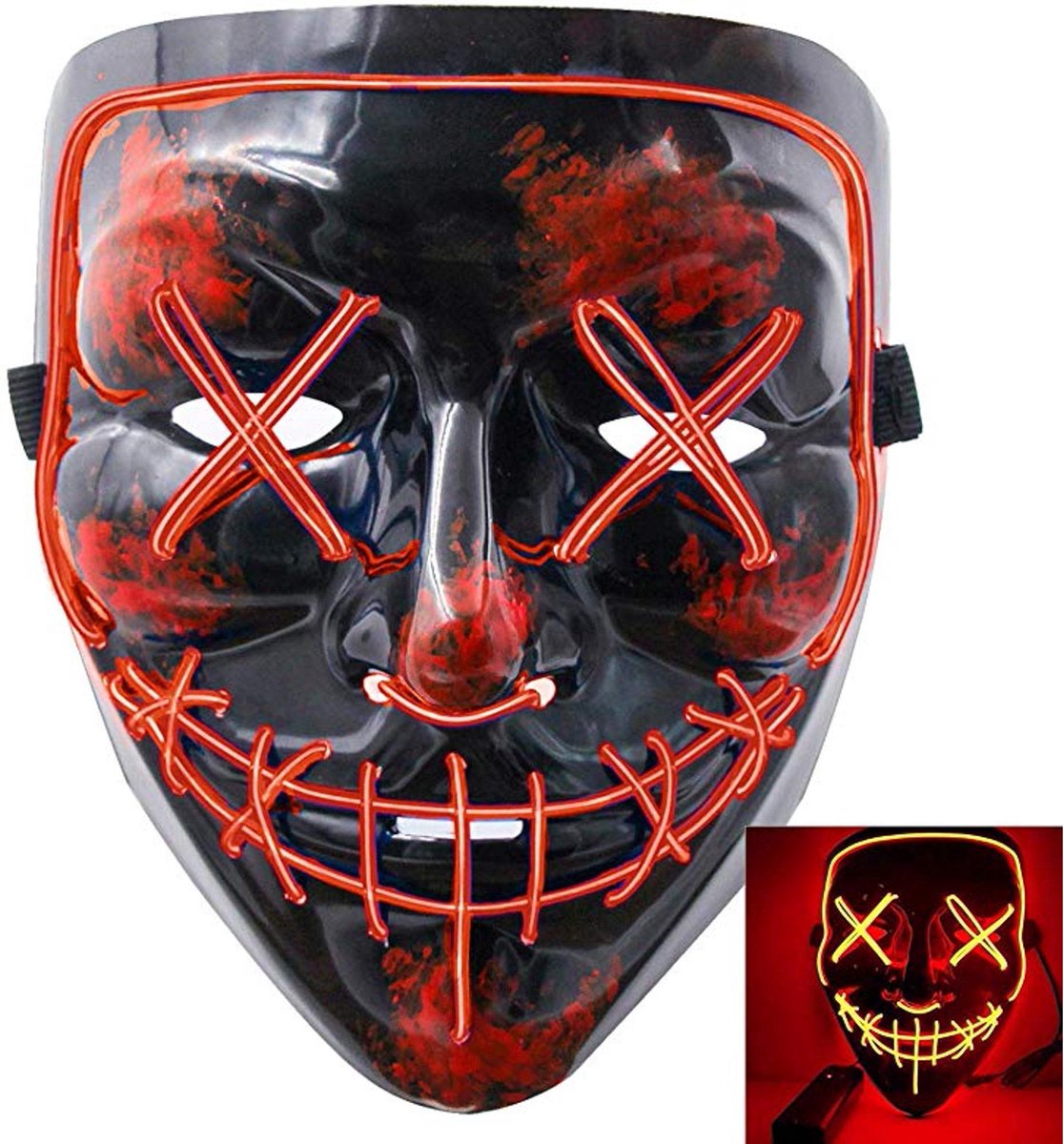 Lichtgevend Purge Masker - LED - Halloween Masker - Feest - Rood | bol.com