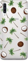 Fooncase Hoesje Geschikt voor Samsung Galaxy A70 - Shockproof Case - Back Cover / Soft Case - Coco Paradise / Kokosnoot / Palmboom