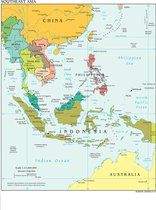 Poster Kaart Zuidoost-Azië - Large 70x50 - Landkaart/Atlas - (China/Australië/Vietnam)