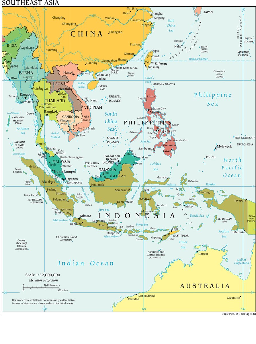 Poster Kaart Zuidoost-Azië - Large 70X50 - Landkaart/Atlas -  (China/Australië/Vietnam) | Bol.Com