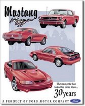 Ford Mustang 30 Years.  Metalen wandbord 30 x 40 cm.