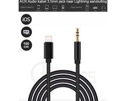 Aux Kabel Auto iPhone - Iphone Aux-kabel auto - iPhone Lightning 3.5 mm - Jack audio aansluiting - (Zwart)