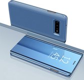 Flip cover hoesje - boek caseMirror Stand Cover + 3D Full Cover 9H Tempered Glass Screenprotector voor de Samsung Galaxy S10 Plus _ Blauw