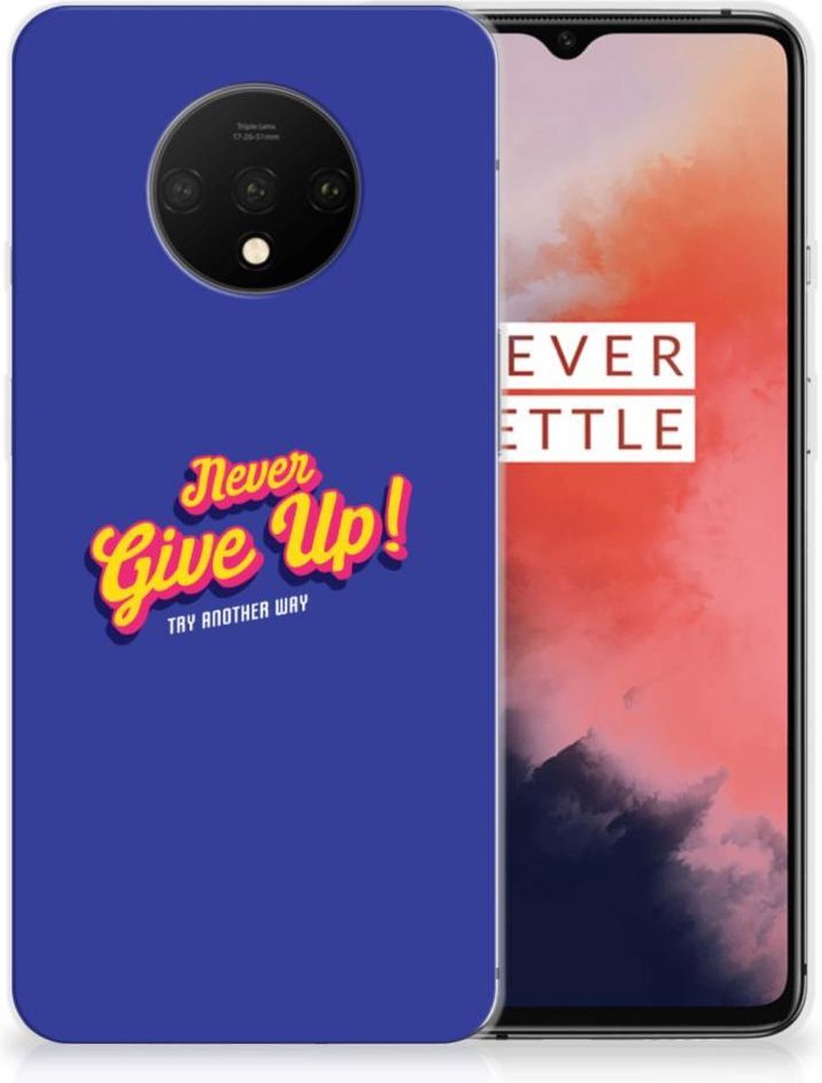 OnePlus 7T Siliconen hoesje met naam Never Give Up