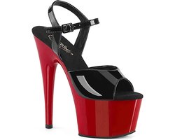 Pleaser - ADORE-709 Sandaal met enkelband, Paaldans schoenen - Paaldans schoenen - 41 Shoes - Zwart/Rood