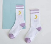 Sokken Wit Paars Bright Moon Maan Socks Sport Sokjes