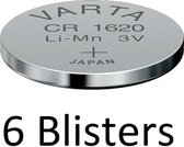 6 Stuks (6 Blisters a 1 st) Varta CR1620 Wegwerpbatterij Lithium