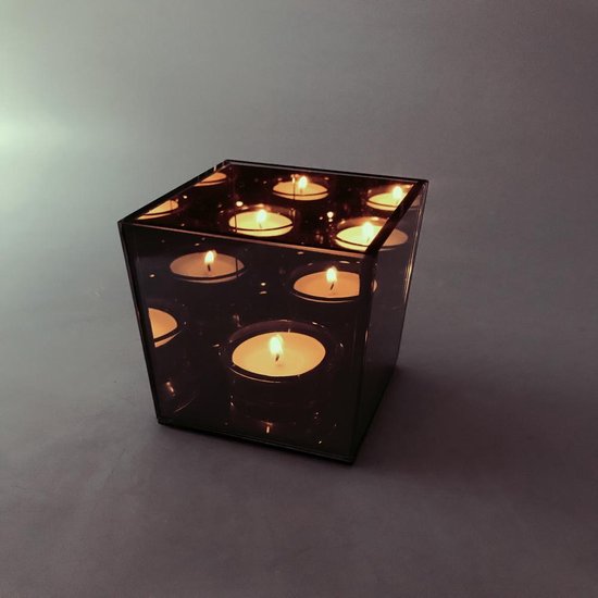 Infinity Light Cube - Waxinelichthouder - Glas - Kaarsjes Enkel | bol.com