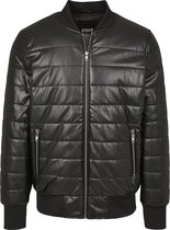 Heren Faux Leather Bubble Bomber zwart