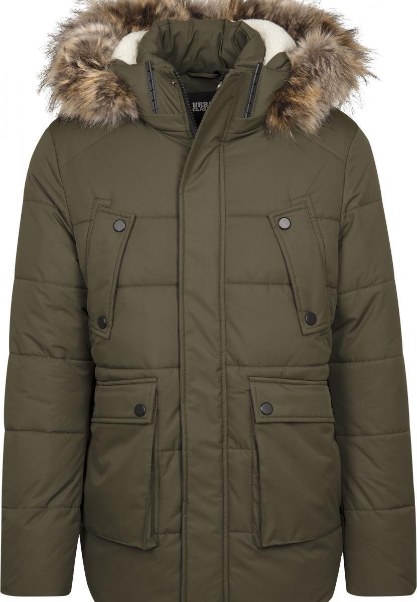 Heren winterjas Faux Fur Hooded Jacket Groen