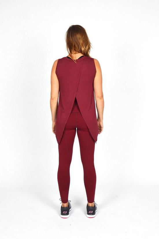 Re-Born - Sportkleding - Sport top mouwloos - Yogatop - Fitness top - Wijdere top - Dames - Burgundy - Maat S van Merkloos — afbeelding 4