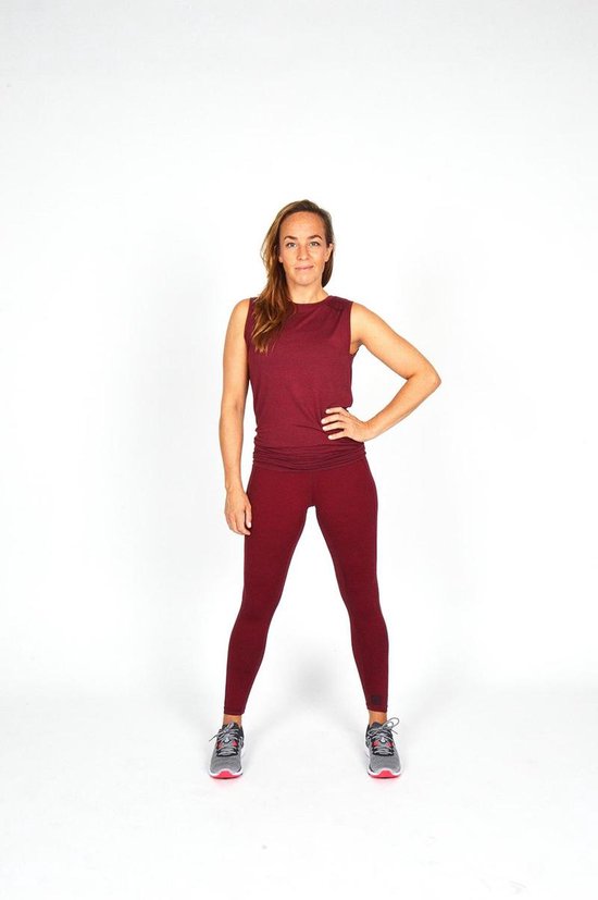 Re-Born - Sportkleding - Sport top mouwloos - Yogatop - Fitness top - Wijdere top - Dames - Burgundy - Maat M van Merkloos — afbeelding 3