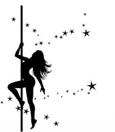 Dansend meisje - muursticker - home decor - dancing star - zwart - afmeting: Lengte x Breedte 120 x 60 of 180 x 143 cm