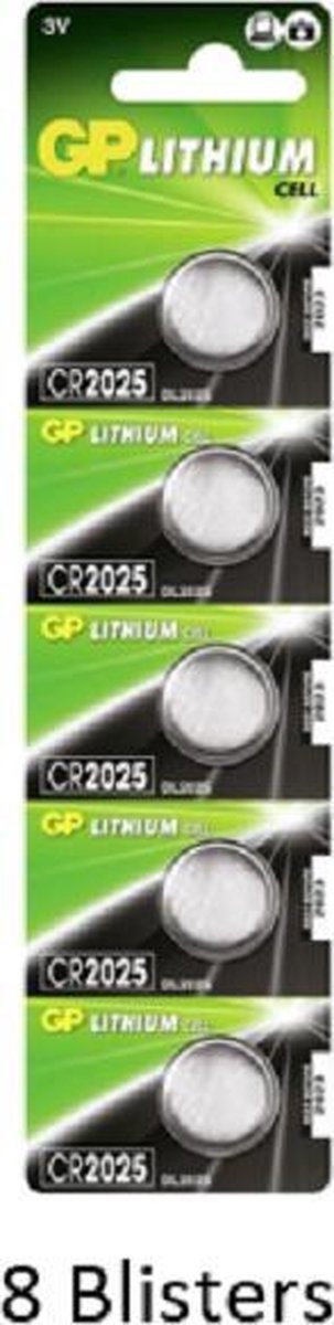 40 stuks (8 blisters a 5 stuks) GP Lithium Cell CR2025 Single-use batterij 3V