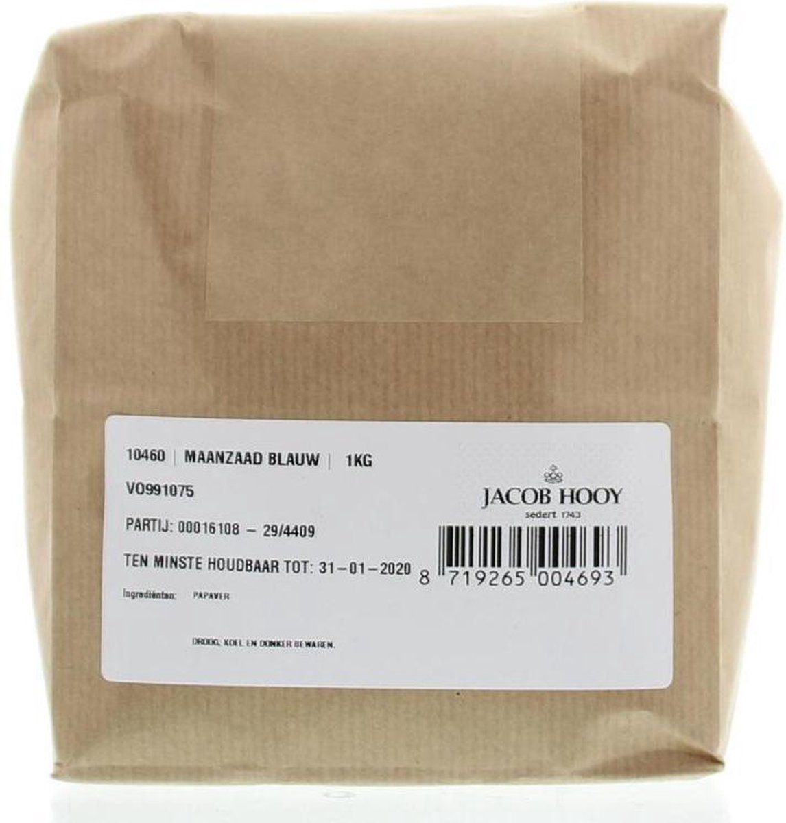 Jacob Hooy Maanzaad blauw/papaver coer 1 Kilogram