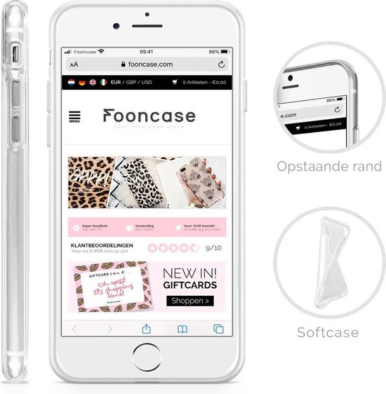 Coque en TPU pour iPhone 7 avec cordon (Rose) FOONCASE FESTICASE -  Transparente | bol