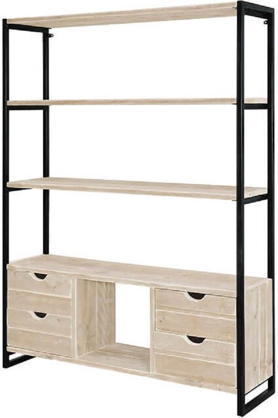 Steigerhouten boekenkast - Industrieel 1 - oud steigerhout - 100x40x180 hoog