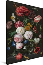 bol.com | Stilleven met bloemen in een glazen vaas - Schilderij van Jan  Davidsz de Heem Canvas...