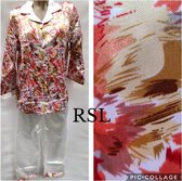 Dames satijn pyjama set met print XL 38-40 wit/ rood