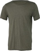 Senvi Wide Raw Neck T-Shirt - Olive - Maat XXL