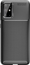 Hoesje Geborsteld Carbon Zwart Geschikt voor Samsung Galaxy S20 Plus