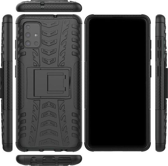 Rugged Kickstand Back Cover Samsung Galaxy A51 Hoesje Zwart