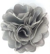 Alligatorknip, haarknip, haarspeld met satijn/organza bloem (ca. 4cm) meisje, peuter, feest, kerst, verjaardag lichtgrijs  - gratis verzending