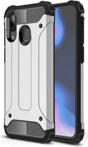Luxe Armor Back cover voor Samsung Galaxy A40 - Zilver - Hard PC Shockproof - Hybrid