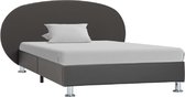 Bedframe Grijs Kunstleer (Incl LW Anti kras Vilt) 90x200 cm - Bed frame met lattenbodem - Tweepersoonsbed Eenpersoonsbed