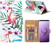 FONU Boekmodel Hoesje Flamingo Samsung Galaxy S9 Plus
