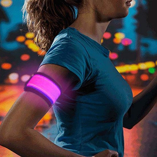2 stuks Led verlichte armband (roze) voor sportievelingen die hardlopen,  fietsen en... | bol.com