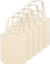 5x Beige canvas tassen met dubbel hengsel 38 x 42 cm - Bedrukbare katoenen tas/shopper