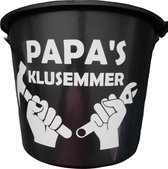 Cadeau Emmer - Papa's Klusemmer - 12 liter - zwart - cadeau - geschenk - gift - kado - surprise - vaderdag - verjaardag - klusemmer
