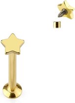 lip piercing ster goud kleurig 4 mm