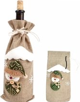 Wijnfles- Verpakking- Kerst- Kado - Beige