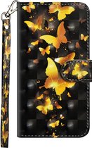 Goud zwart vlinder agenda wallet case hoesje Telefoonhoesje geschikt voor Samsung Galaxy A51