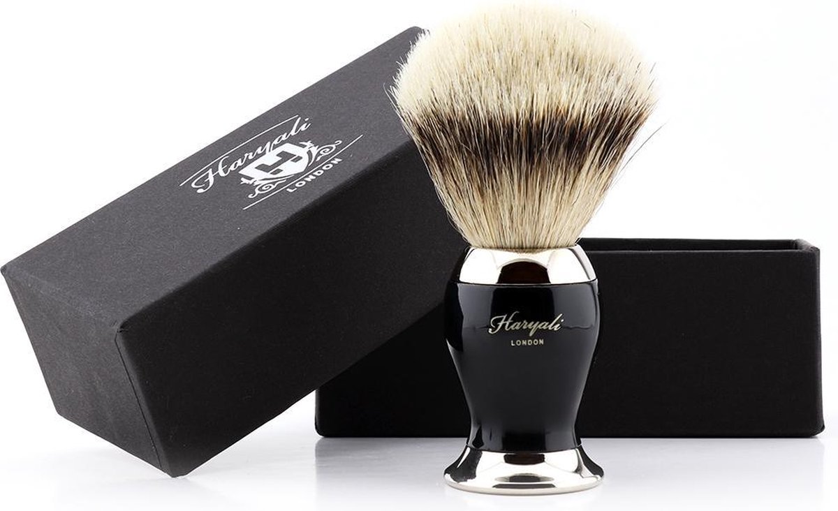 Goedkoopste Super Zilver Tip Fijn Scheerkwast (Shaving Borstel) In Zwart & Metaal Kleur Handvat, cadeau voor heren (Shaving Brush