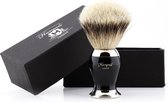 Super Zilver Tip Fijn Haar Scheerkwast (Shaving Borstel) In Zwart & Metaal Kleur Handvat, cadeau voor heren (Shaving Brush)