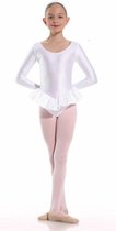 Danceries Justaucorps Sarasson Double jupe manches longues Elasthan blanc - Taille 110-116