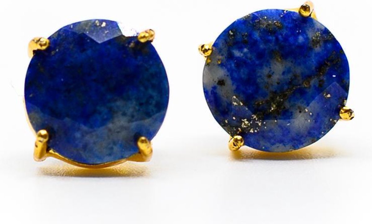 Edelsteen Oorstekers Lapis Lazuli – 925 Zilver & Verguld op Prijzenvolger.com