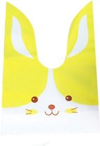 50x sacs de fête blanc - lapin jaune 13 x 22 cm - sacs cadeaux en plastique - sacs de bonbons - sacs à biscuits - cookie - sacs à biscuits - Pâques - anniversaire pour enfants