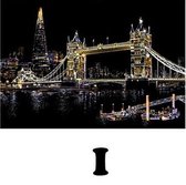 Kras Tekening "JobaStores®" Groot I (41x28cm) - Tower Bridge | Krastekening London Bridge | Krastekeningen pakket | Scratch Art / Painting | Kraskaarten | Krasfolie