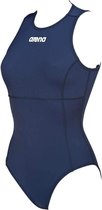 Dames Solid Waterpolo One Piece Navy - Wit