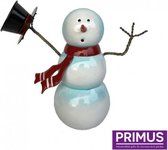Metalen beeld - Kerst - Sneeuwman - 8 cm hoog - wit