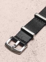 Premium Seatbelt NATO Strap Nylon Horlogeband - Zwart – 20 mm