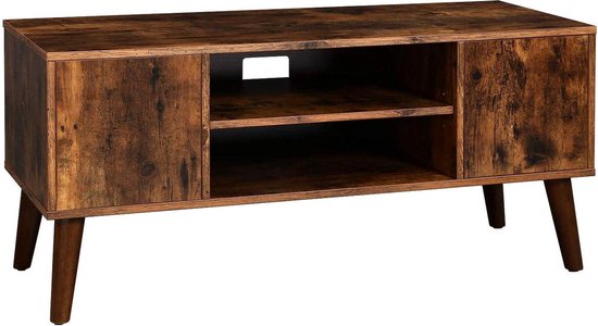 TV meubel landelijk en rechthoekig van hout / 2 open vakken 2 opbergvakken met... | bol.com