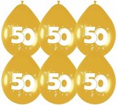 12x Gouden ballonnen thema 50 - Feestartikelen Abraham/Sarah