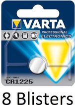 8 stuks (8 blisters a 1 st) Varta CR1225 Wegwerpbatterij Lithium