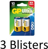 6 Stuks (3 Blisters a 2 st) GP Ultra Plus Alkaline D Batterijen
